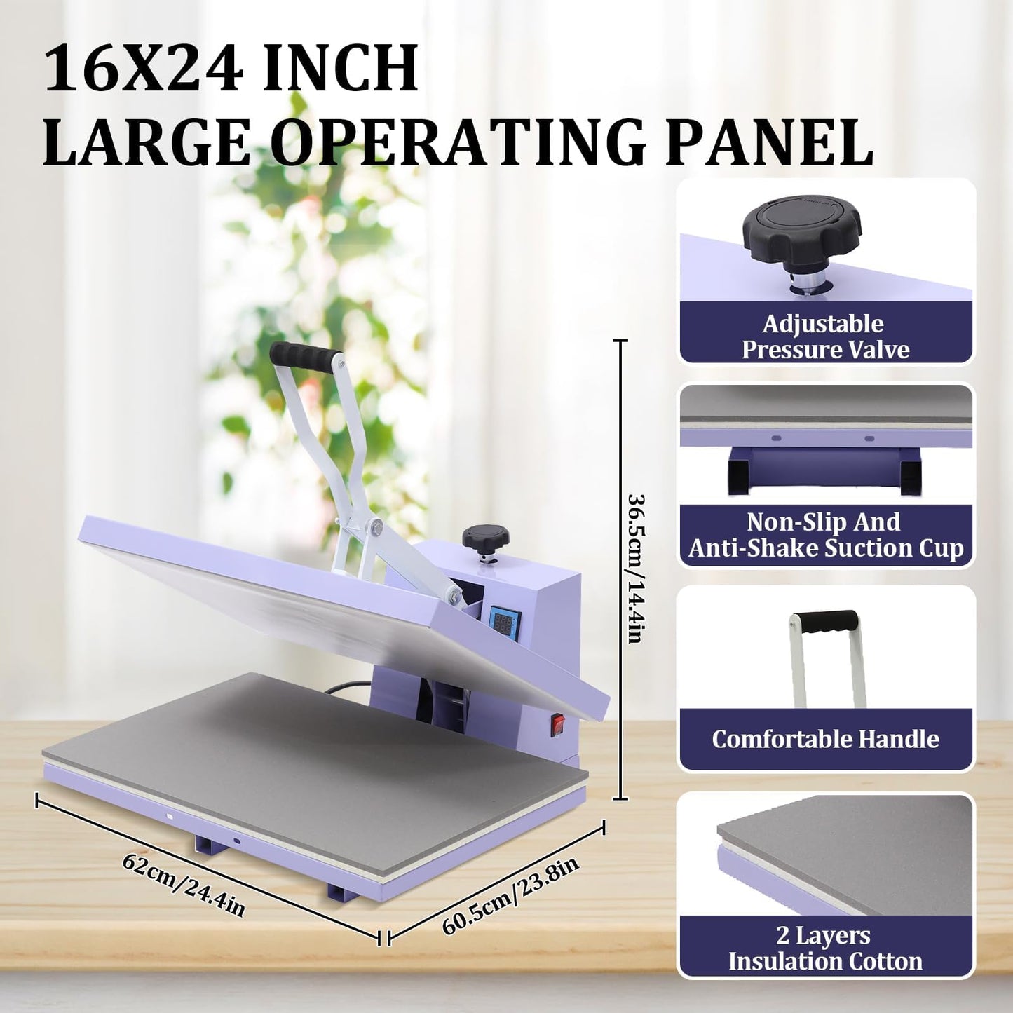 16x24 Heat Press Machine for t Shirts, Fast Heating, Industrial Quality with Adjustable Pressure Industrial Digital Heat Transfer Machine Sublimation for t-Shirt, Purple