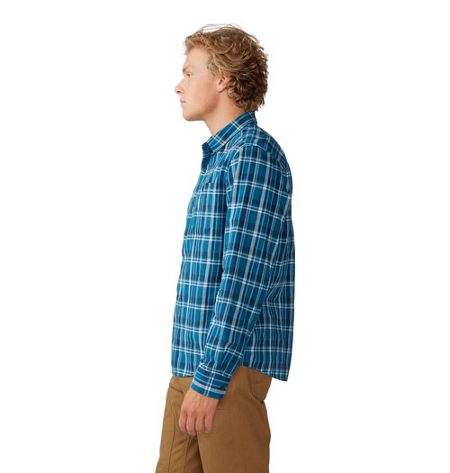 Mountain Hardwear Men's Big Cottonwood Long Sleeve Shirt, Dark Caspian Trailhead Plaid, X-Large