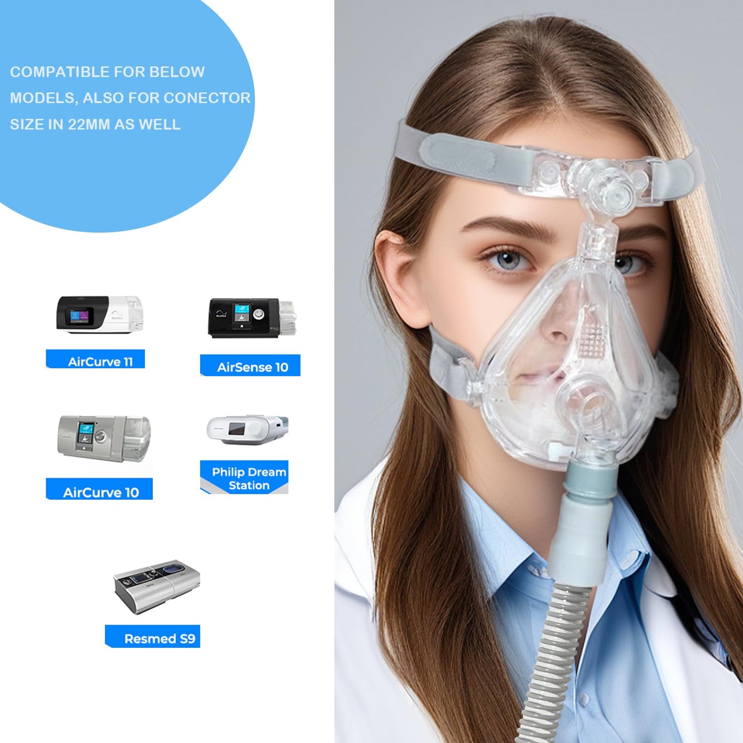 3 PACK 6 Foot Hoses Replacements for CPAP Suppliers, Tubing Replacements Fits for Resmed Airsense 10, 11 and Most of CPAP, APAP Machine/Mask with Cleaning Brush
