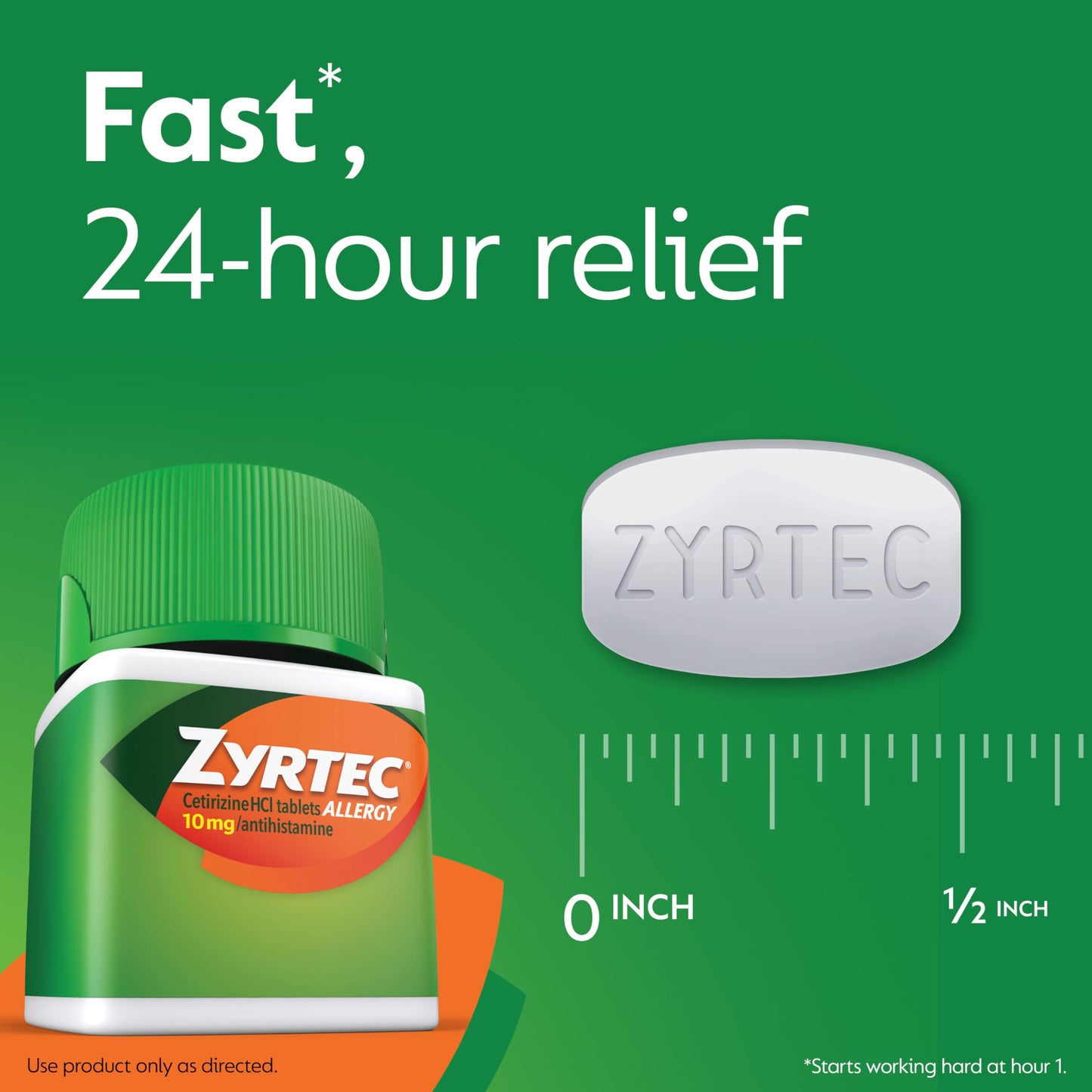 Zyrtec 24 Hour Allergy Relief Tablets, Fast-Acting Allergy Medicine for Indoor & Outdoor Allergies, Cetirizine 10 mg Tablet Antihistamine, 30 ct Bottle & 3 Single-Dose Travel Packs Bundle Pack