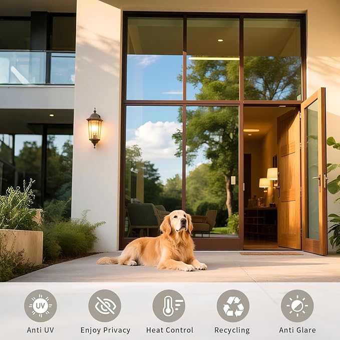 Filmgoo Window Privacy Film One Way Daytime Mirror Tint Treatments UV Heat Control Vinyl Stickers Sun Block Glass Paper Door Covering Reflective (Black Silver, 11.8 Inch x 7.2 Feet)