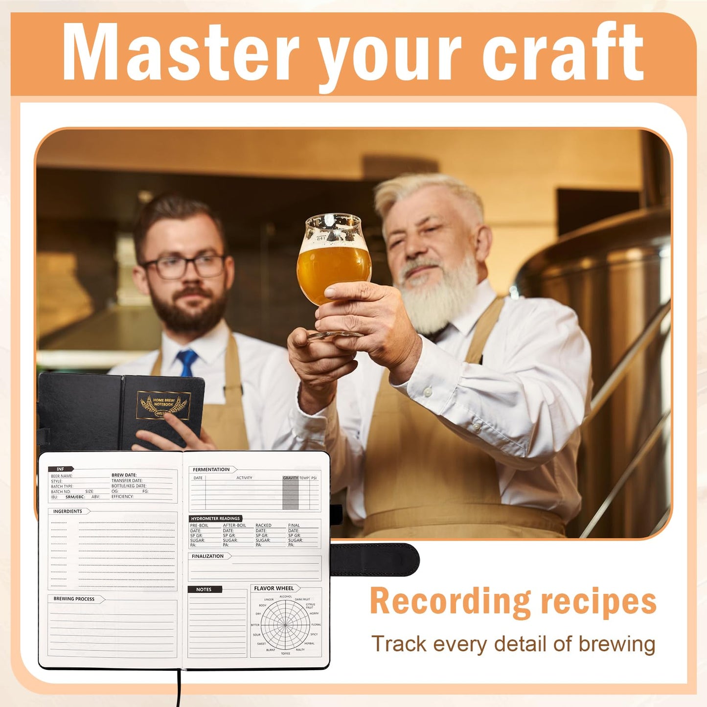 DOSTATNI Home Brew Notebook Leather Beer Recipe Book With Magnetic Buckle 5.8’’ x 8.3’’ Beer Making Book Craft Beer Gifts 70 Pages Beer Tasting Journal for Homebrewers Craft Beer Enthusiasts
