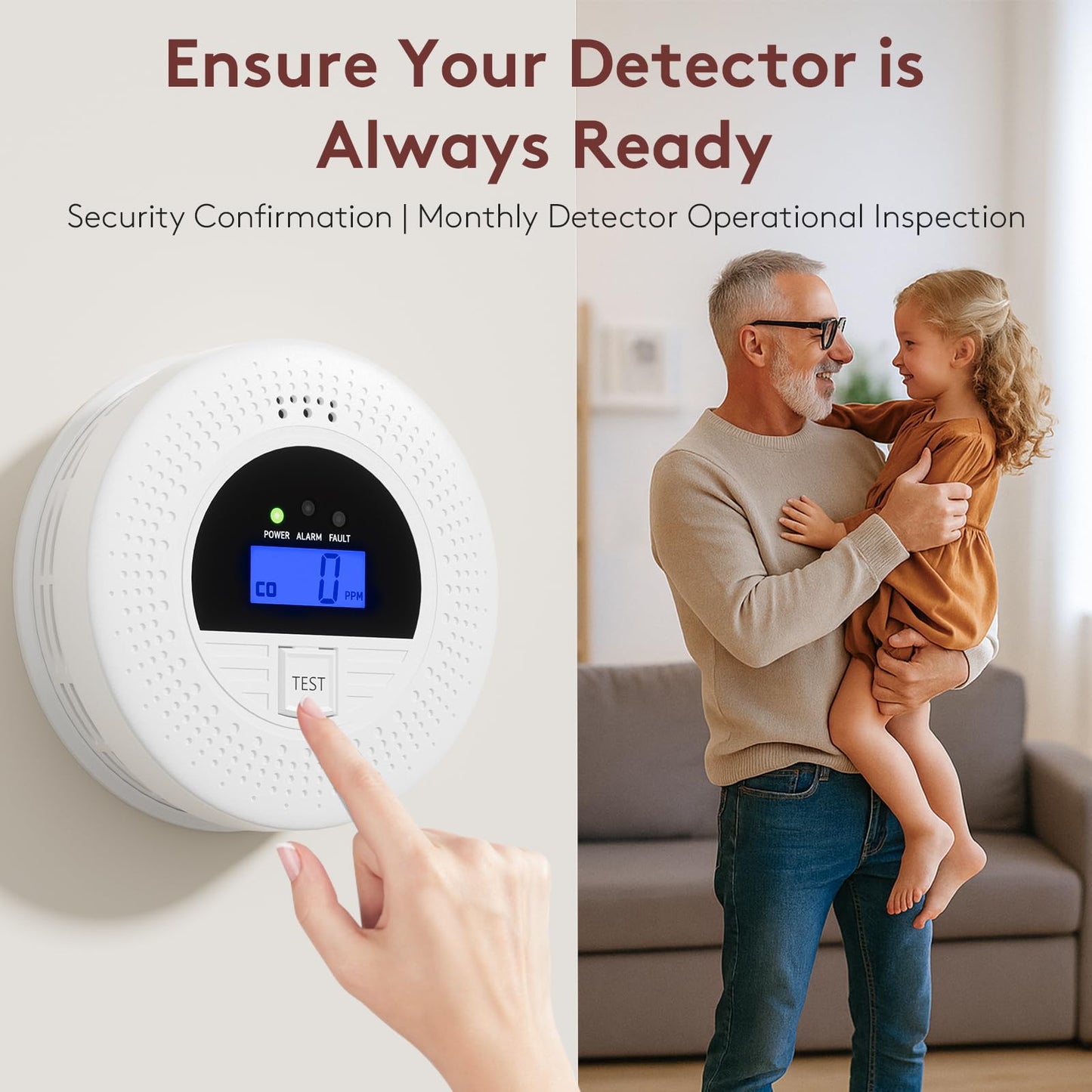 WiFi Smoke and CO Detector 3-Pack | Smart APP Alert & Real-Time LCD Display 85dB Loud Alarm, Phone Notifications, Easy Install, Battery Powered for Bedroom/Kitchen/Living Room
