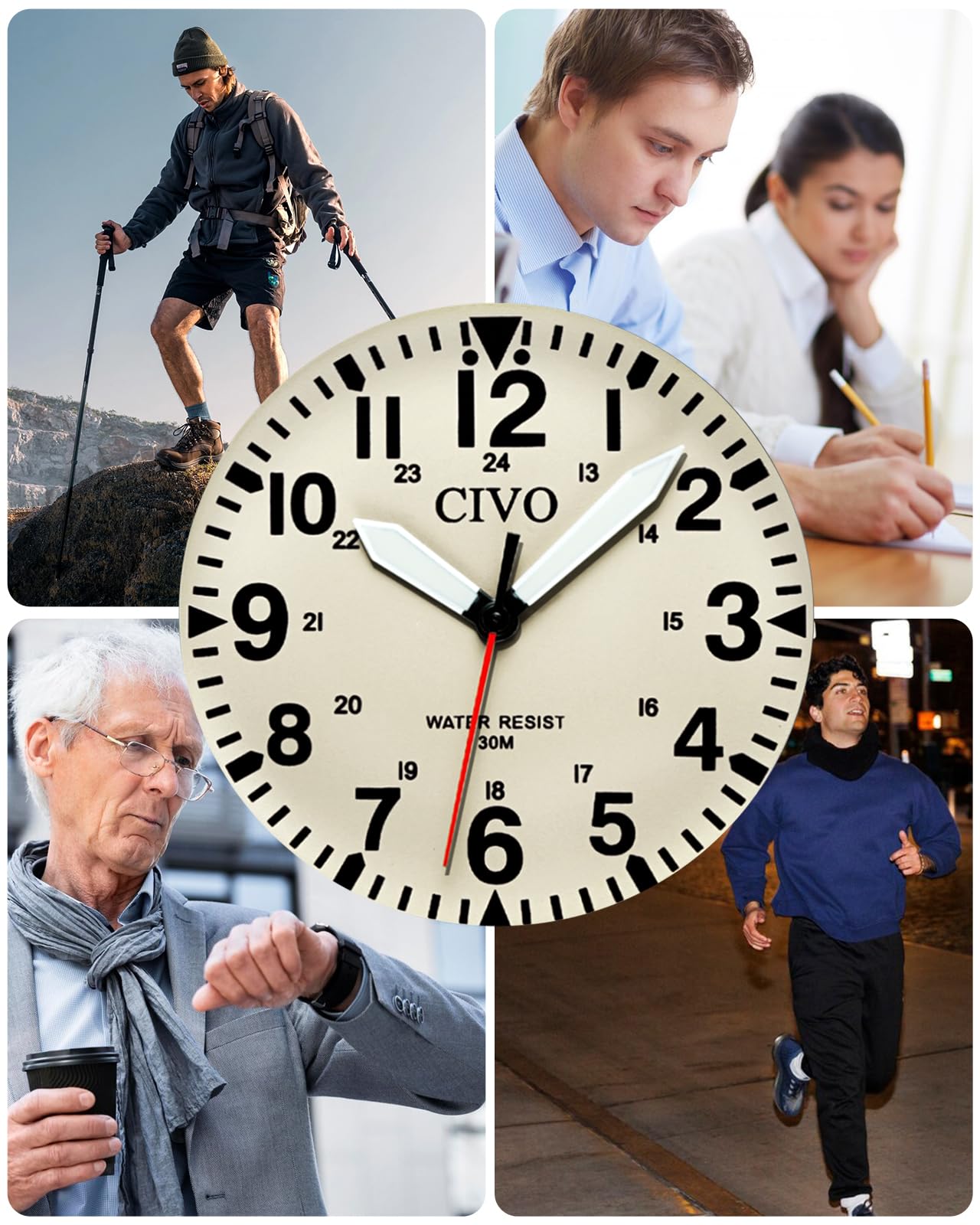 CIVO Military Watch for Men Waterproof: Analog Mens Watches Classic Design - Field Tactical Quartz Wrist Watch
