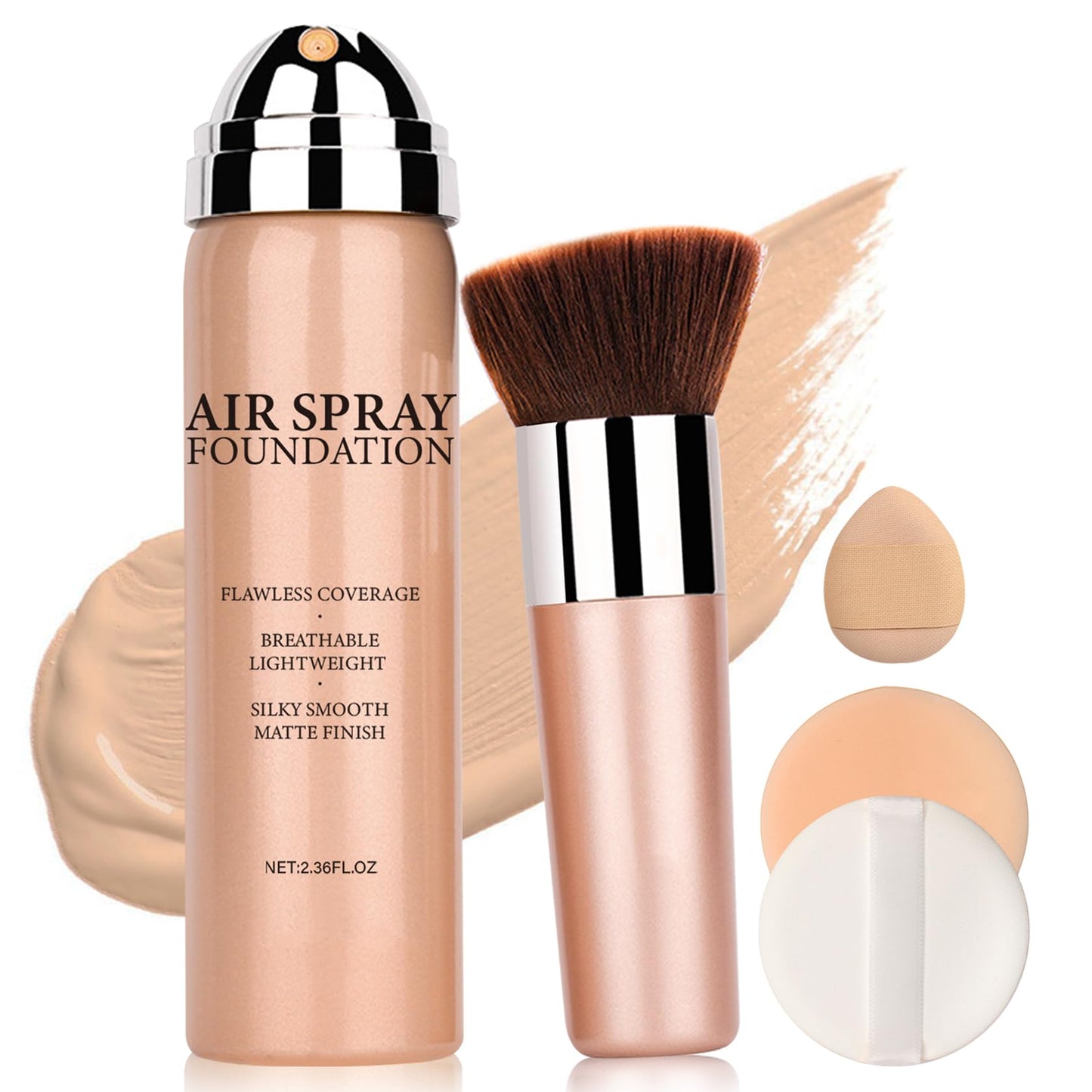 QIUFSSE Air Brush Makeup Foundation,Flawless Airbrush Foundation for Older Women,Teenagers,Middle-aged and Mature Skin,Lightweight Moisturizing,Buildable Coverage for Smooth Radiant Skin (02 Beige)
