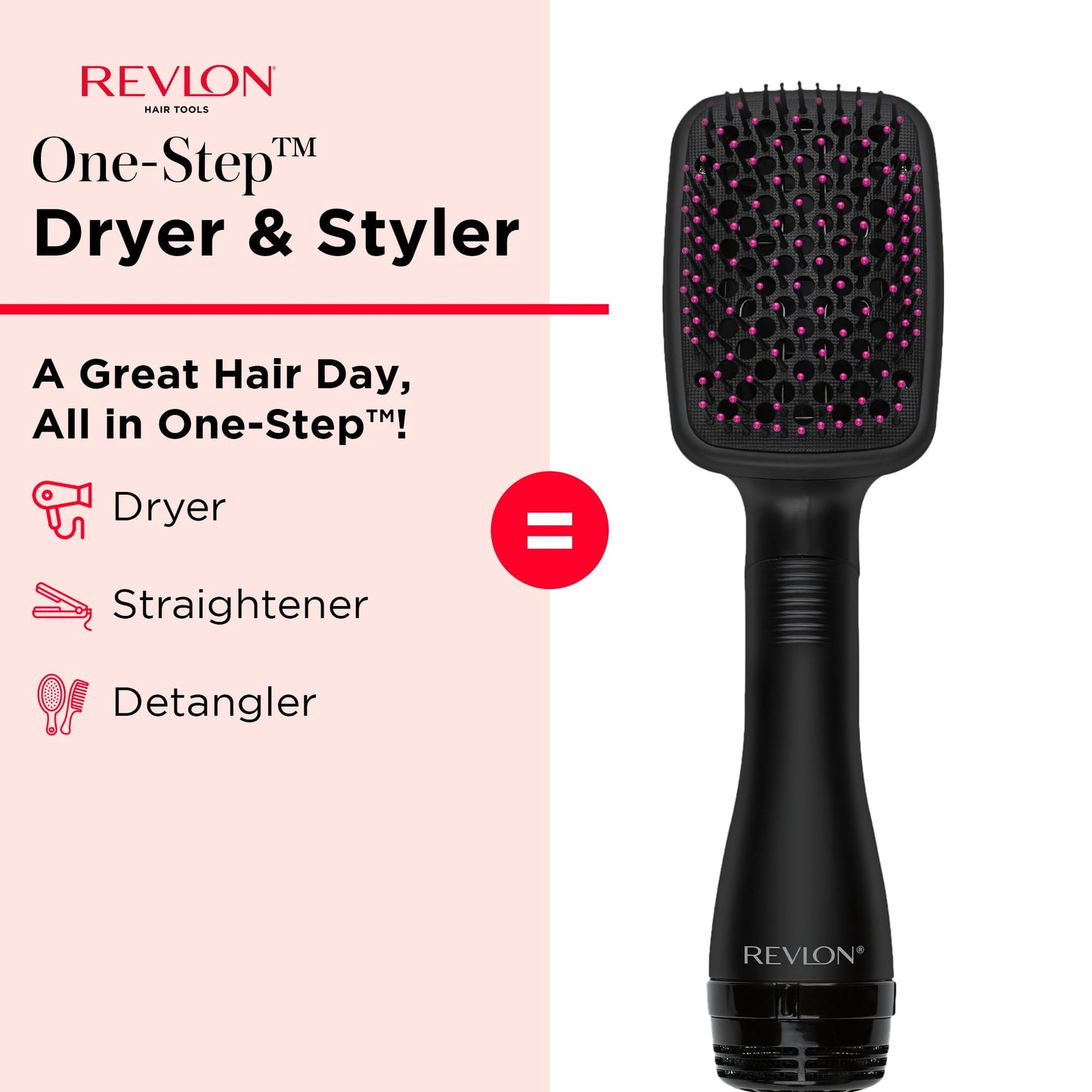 REVLON One-Step Hair Dryer and Styler, All-in-One Detangling and Straightener Brush for Salon-Quality Smooth, Straight Hair, Mor