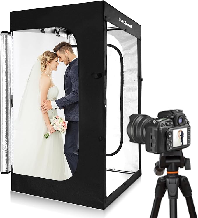 SYSCLOUD Photo Studio Light Box, 47"x39"x78" Professional Dimmable Shooting Tent Kit with 640 LEDs Lights & 3 Kinds Doubl...