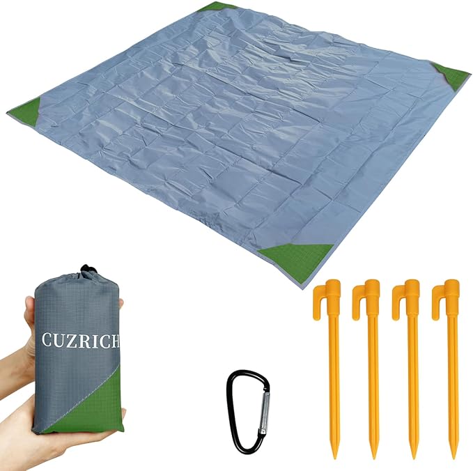 Pocket Beach Blanket Small Foldable Picnic Mat Portable Lightweight Camping Tarp Tent Blankets Washable Rug Quick Dry Comp...