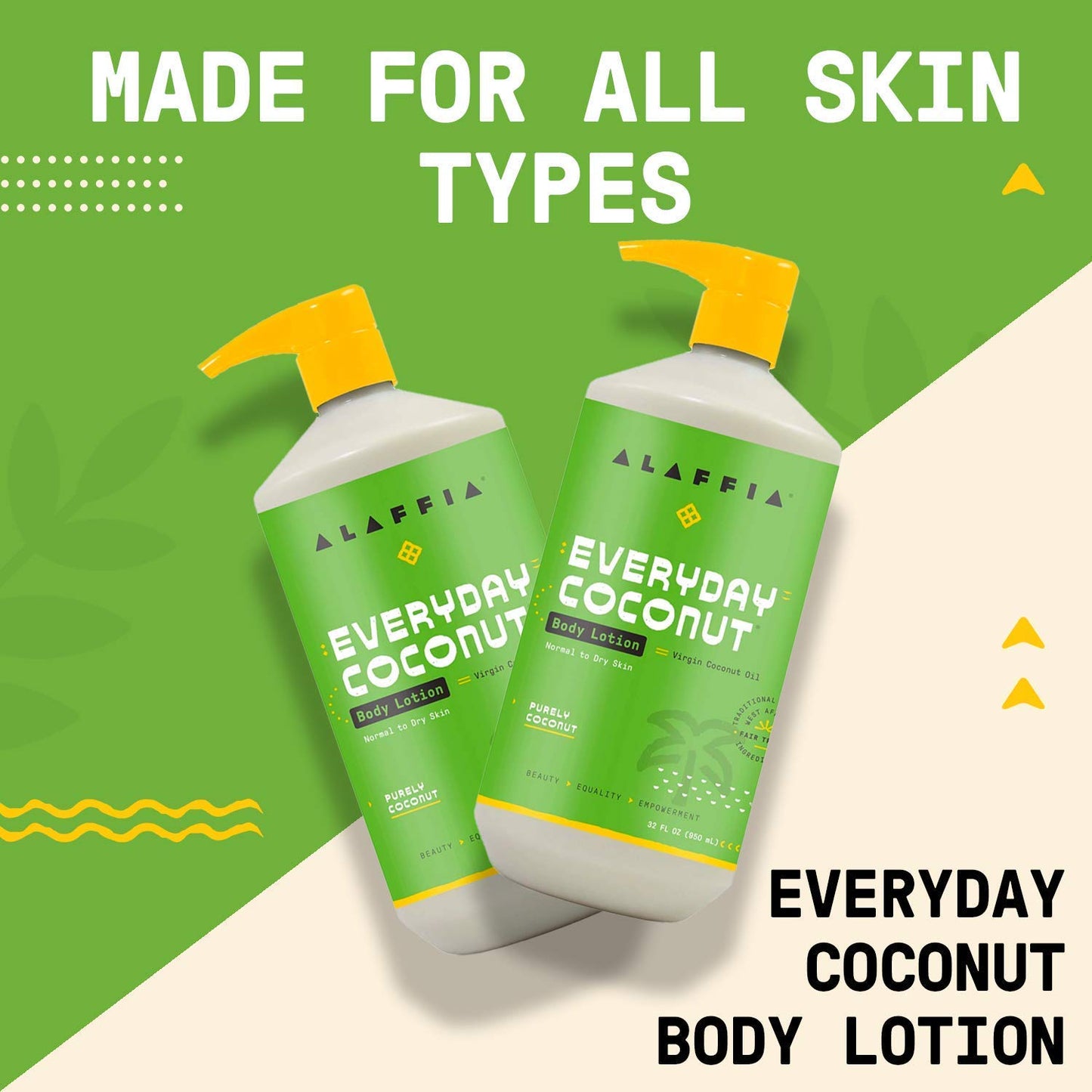 Alaffia EveryDay Coconut Hydrating Body Lotion, Normal to Dry Skin, Moisturizing Support for Soft & Supple Skin, Purely Coconut,