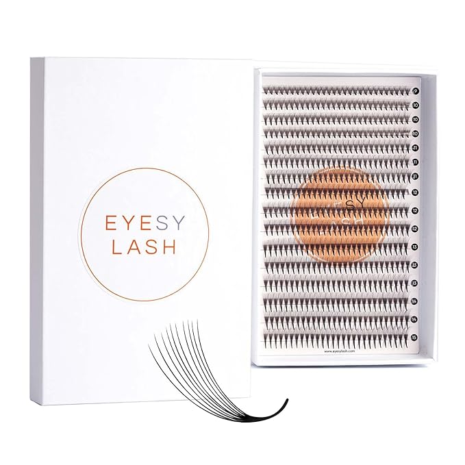 Eyesy Lash 448 Narrow Promade Fans - 10D 0.07mm Thickness CC Curl 9-15mm Mixed Lengths - Mega Volume Eyelash Extension Long Stem Narrow Premade Lash Fans Fluffy Pre Made Eyelash Extension Trays