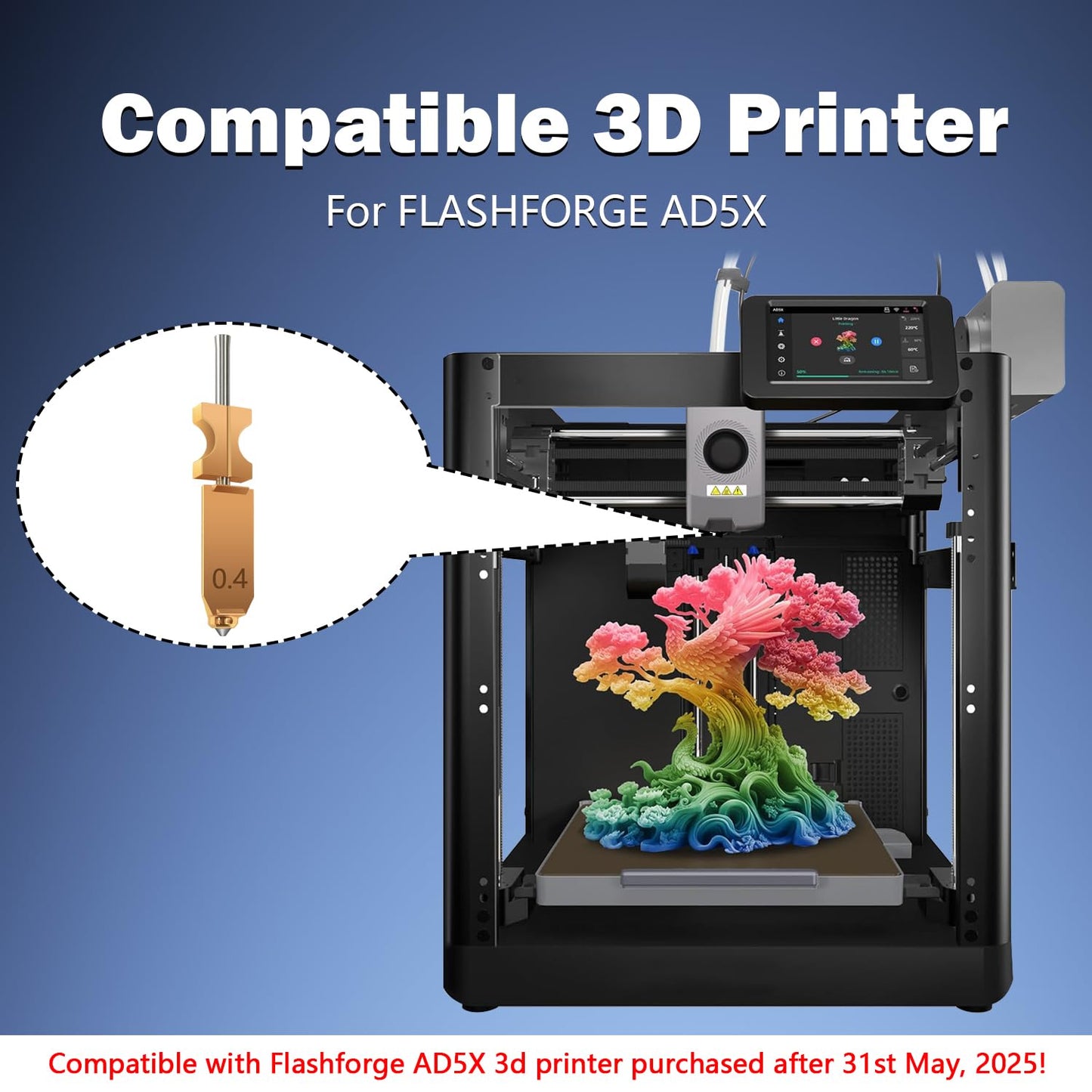 for AD5X Upgraded 0.4mm Hotend Nozzles 2 Packs 3D Printer Assembled Extruder Kits- All Metal Hot End/Printhead Replacement with Detachable Nozzle, Extra 2PCS Silicone Sock+ 2PCS Nozzle Brush