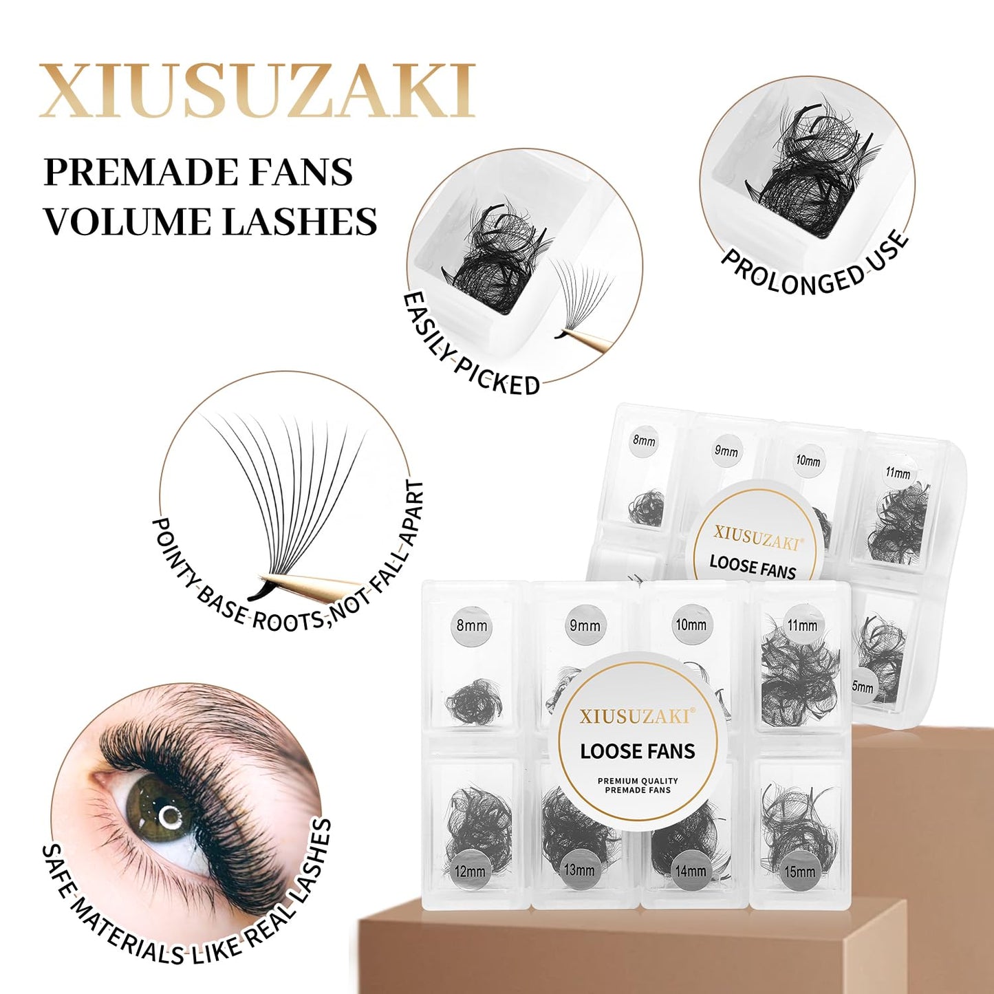 Premade Fans Eyelash Extensions 600 Fans 14D Volume Lash Extensions 0.07 Thickness Eyelash Extension C Curl Premade Lash Fans Mix 8-15mm Fluffy Soft Handmade Loose Fan(600Fans-14D-0.07-C,8-15mm)