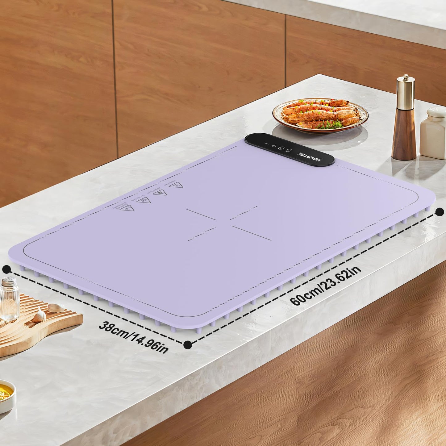 Electric Food Warming Mat with 9 Temperature Settings, Quick Heating Pad, Auto-Off Timer, Portable Silicone Food Warmer for Parties and Home
