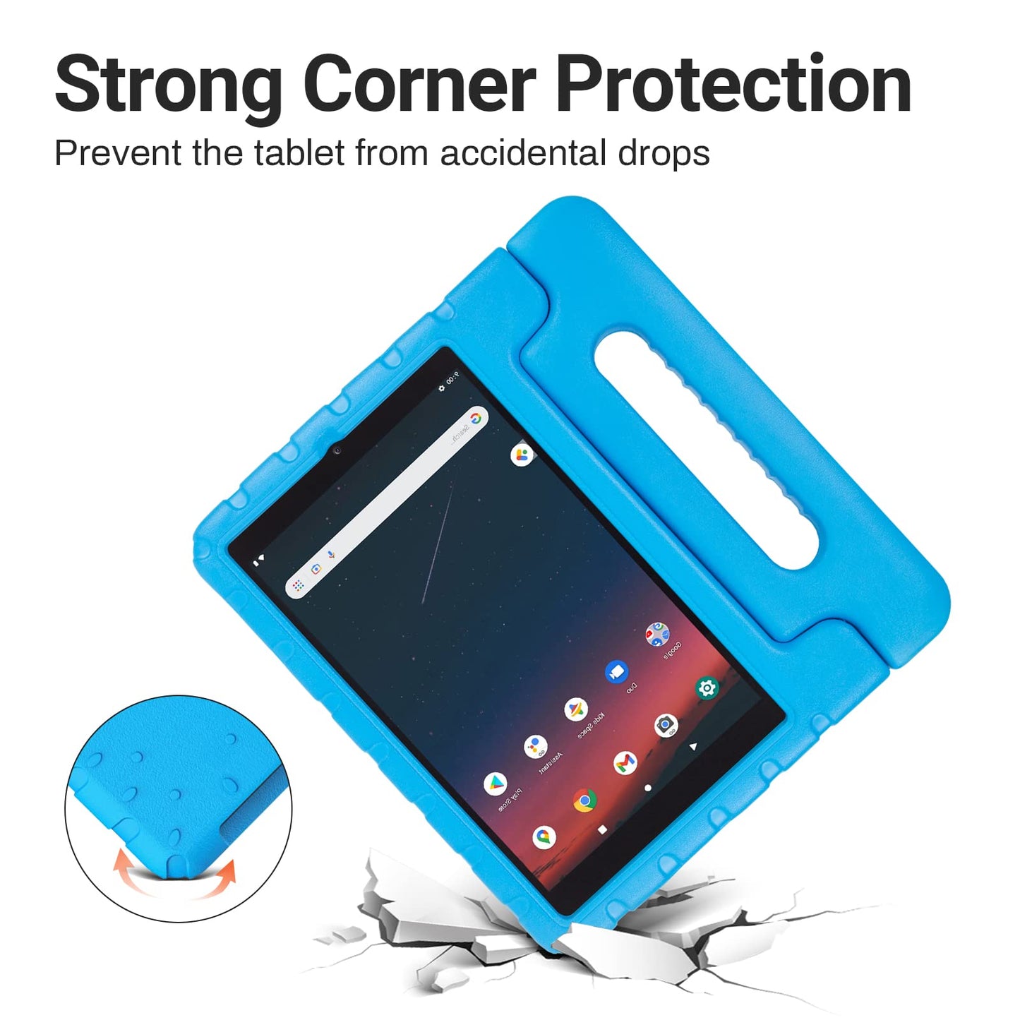 Simpleway Kids Case For Onn 8 Gen 3 2022 Release 8 Inch Models 100071483, Shockproof Lightweight Handle Stand Holder Kids Tablet