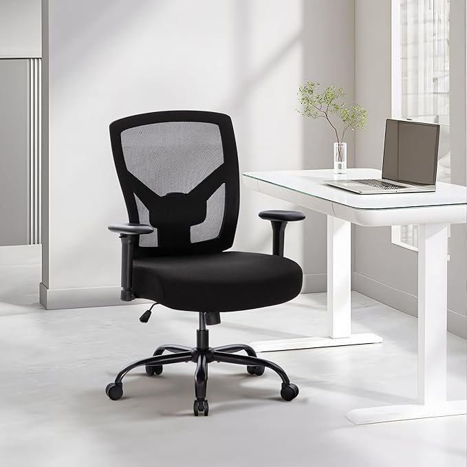 MAISON ARTS Ergonomic Mesh Office Chair Set of 2, Mid-Back Computer Desk Chairs with Lumbar Support, 500 lbs Capacity Swivel Chair with 3D Adjustable Arms, Wide Comfy Seat and Wheels
