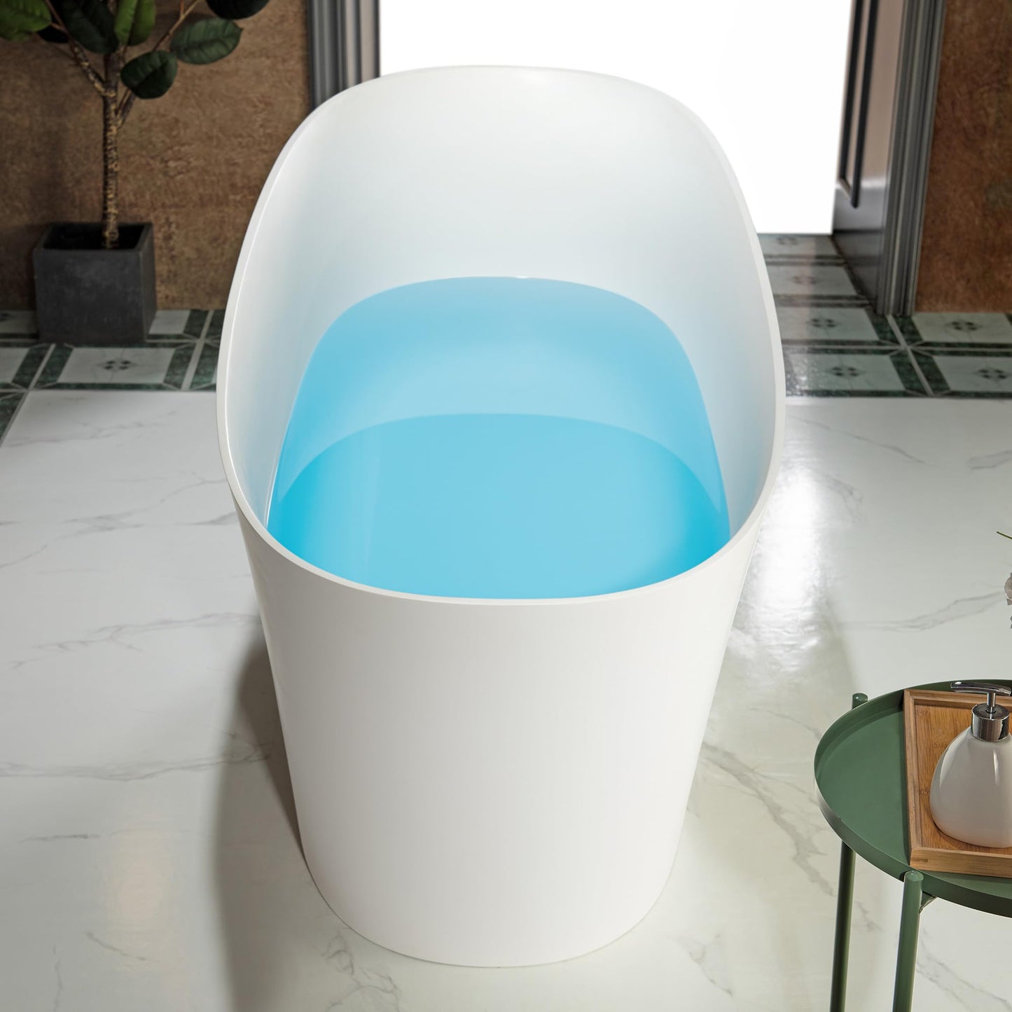 WOODBRIDGE 67 in. x 29.5 in. Stone Resin Luxury Contemporary Solid Surface Freestanding Bathtub in Matte White