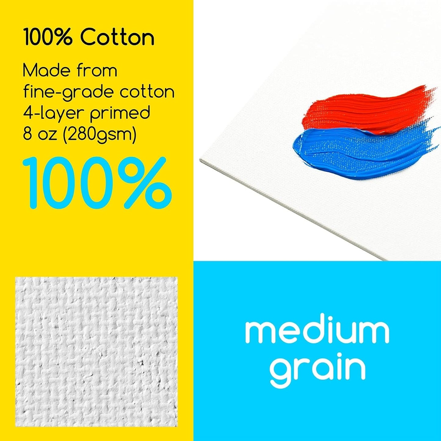 MEEDEN 12-Pack 100% Cotton Canvas Boards for Painting - 8x10'' Blank Canvas Panels for Oil & Acrylic Painting, Ready to Paint Art Supplies for Professional Artists, Students