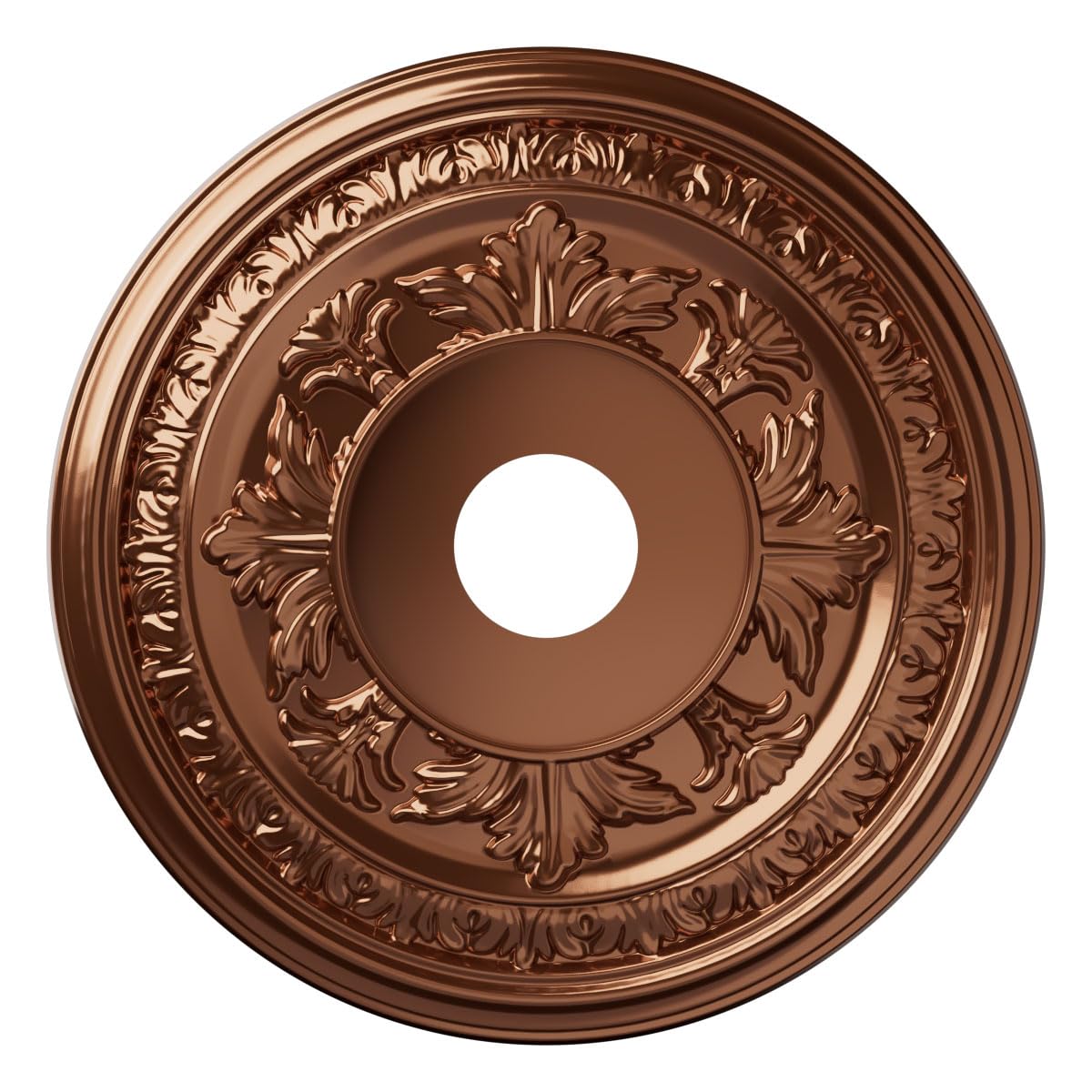 19Od X 3 1/2Id X 1P Baltimore Thermoformed Pvc Ceiling Medallion (Fits Canopies Up To 7 3/4), Bright Coat Dark Bronze