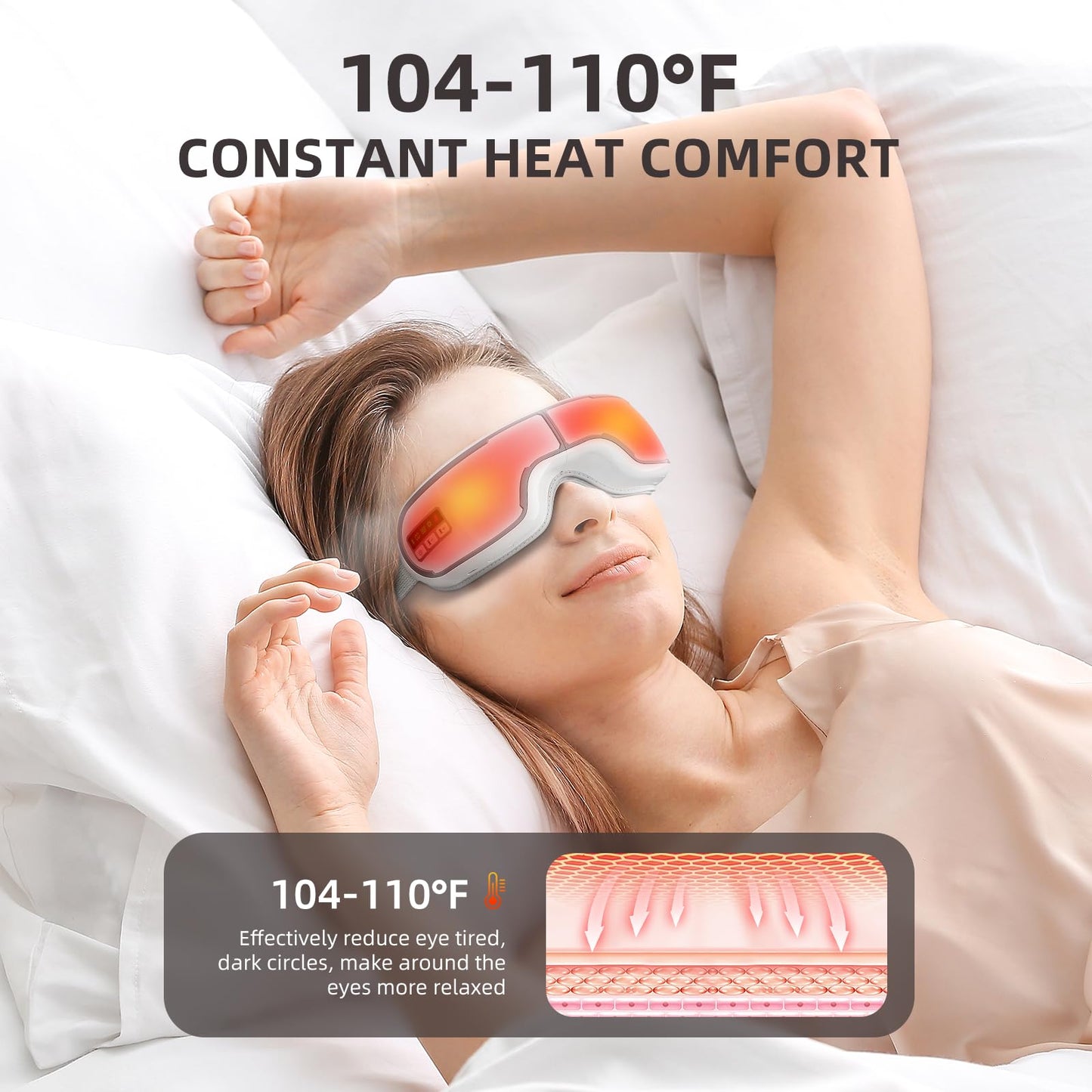 Beinkap Eye Massager with Heat, Music, Compression, Adjustable Sleep Mask Massage Holiday Birthday Gifts for Women Men, Eye Massager for Migraine Reduce Stye Eye, Eye Strain Relief, Improve Sleep