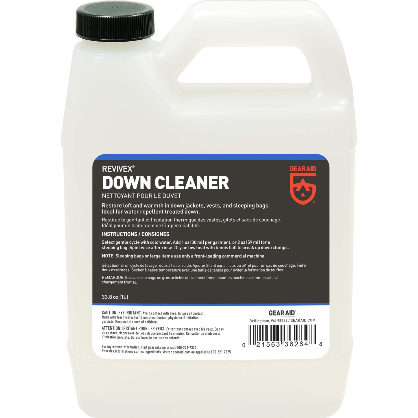 GEAR AID Revivex Down Cleaner for Washing and Restoring Loft in Puffer Jackets, Vests, Blankets, Feather-filled Pillows, Comfort