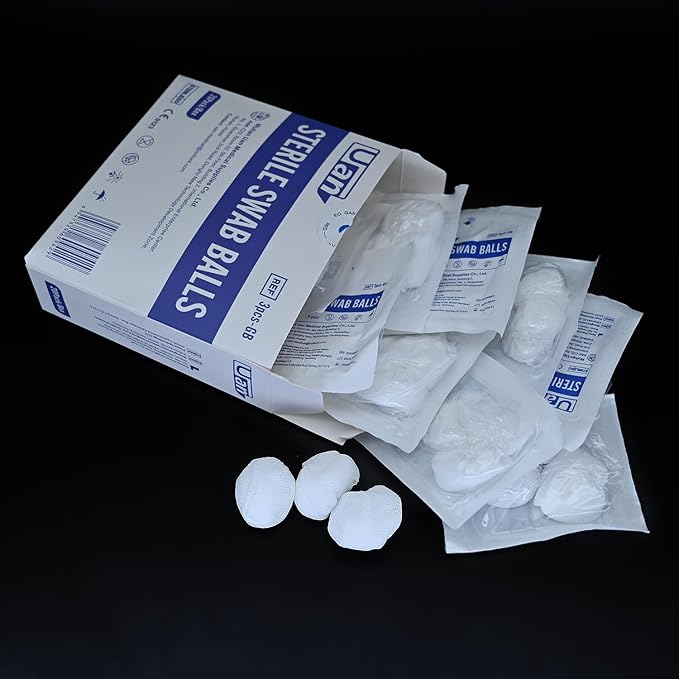 60 Balls Sterile Gauze Balls Gauze Sponge Cotton Balls Gauze Swab Sterile (M) (3balls/Pack)