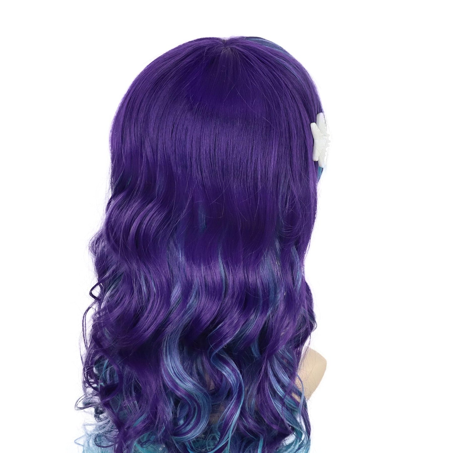 GNIMEGIL Long Wavy Costume Wig Cosplay Mermaid Wigs for Women Halloween Party Purple Mixed Turquoise Curly Wave Colorful in Heat