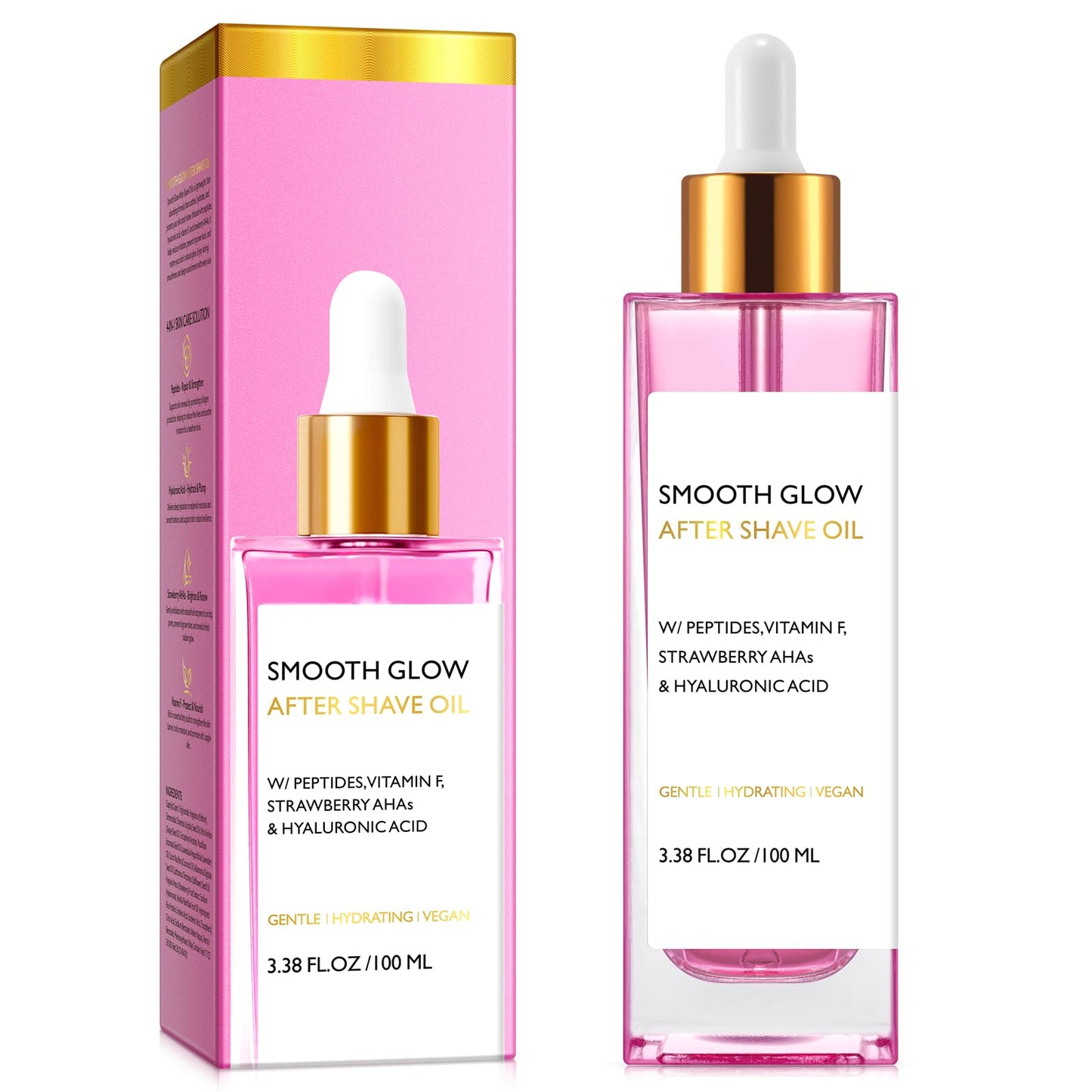 After Shave Oil, Soft After Shave Oil Strawberry & Vanilla for Women Smooth Skin, Soothing Post-Shave Care Fast Absorption,Preve
