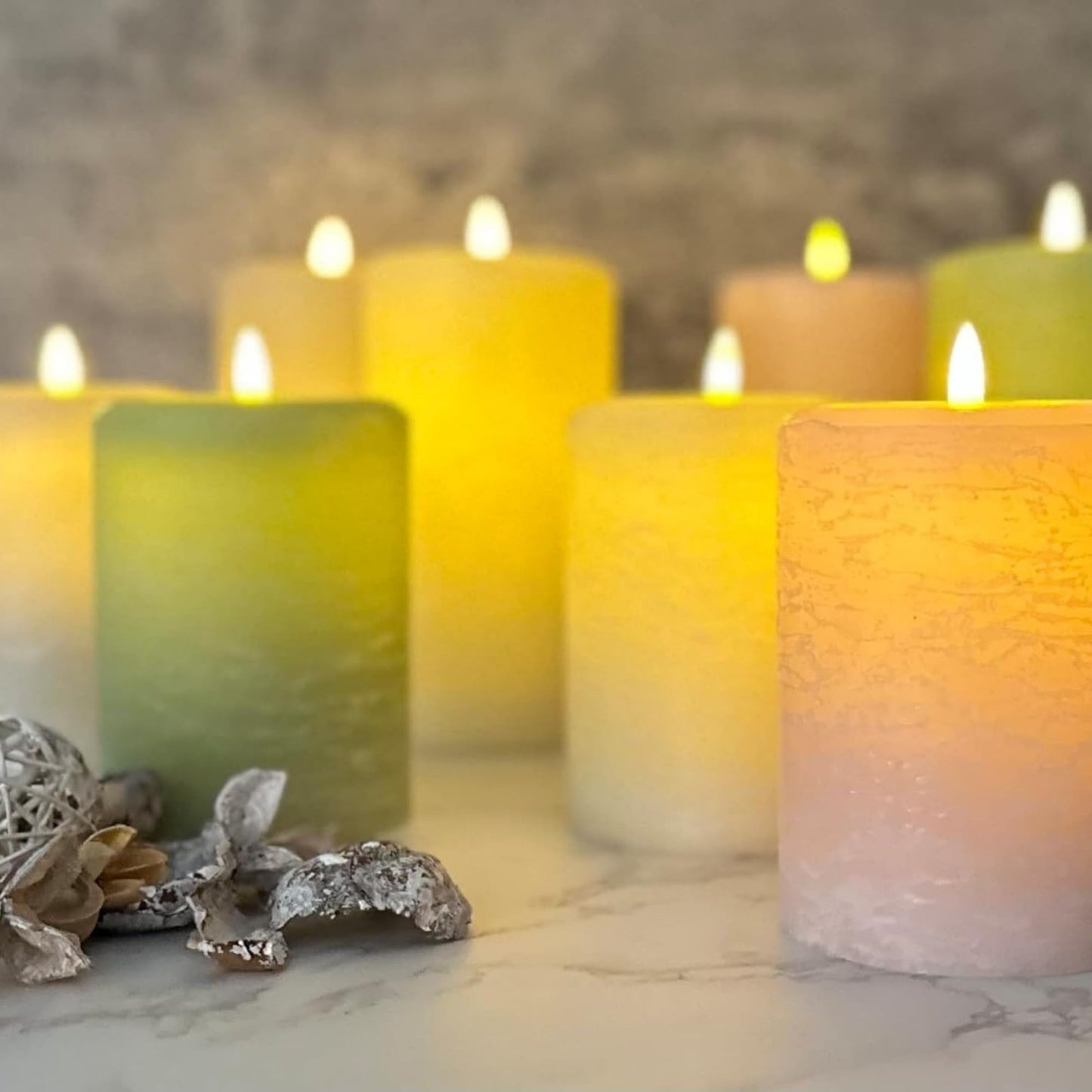 LumiPur Signature Collection Natural Glow Flickering Flameless 4 Pack LED Wax Pillar Candle (4 Pack 3.5" x 5", Linen White)