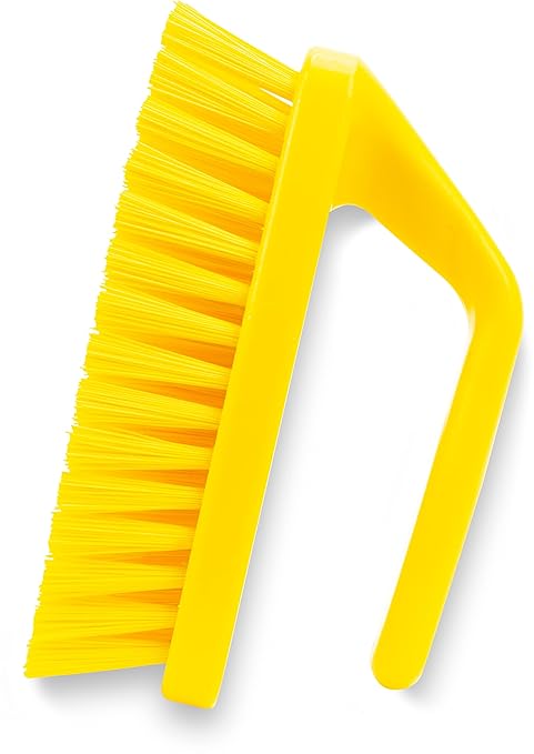 SPARTA Scrub Brush with Iron Shaped Handle and Stiff Bristles, Heavy Duty Scrubber Brush for Kitchen, Bathroom, Shower, Tile, Sink, Carpet and Bakepans, Polypropylene, 6 Inches, Yellow
