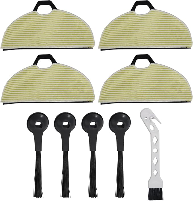 Replacement Pad and Side Brush for Shark Robot Vacuum Compatible with AV2610WA Models, Reusable Washable Microfiber Mop Pads, Non-Scratch Floor Cleaning Set(4+4+1)
