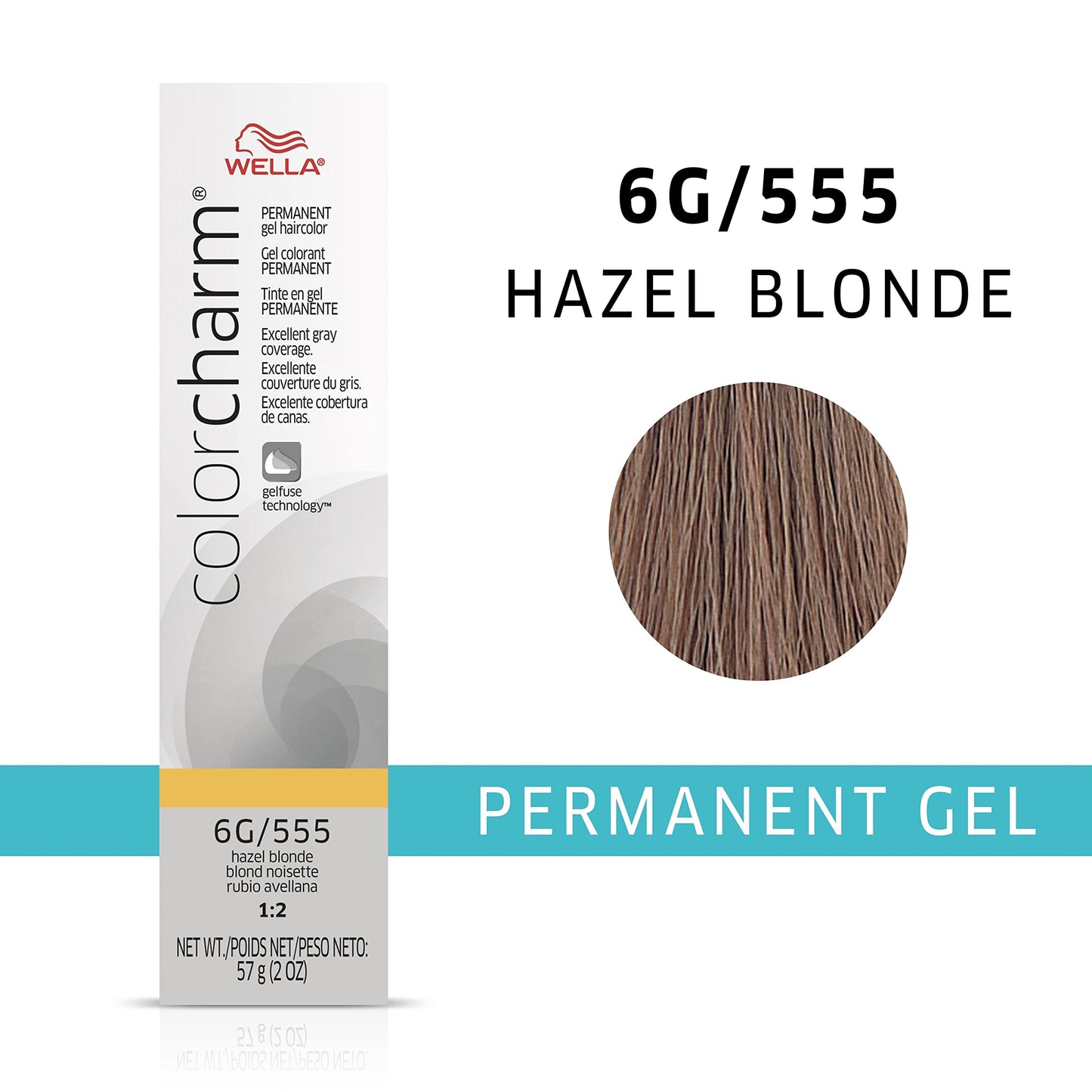 COLORCHARM Permanent Gel| Hair Color for Gray Coverage| 6G Hazel Blonde| 2 Fl Oz