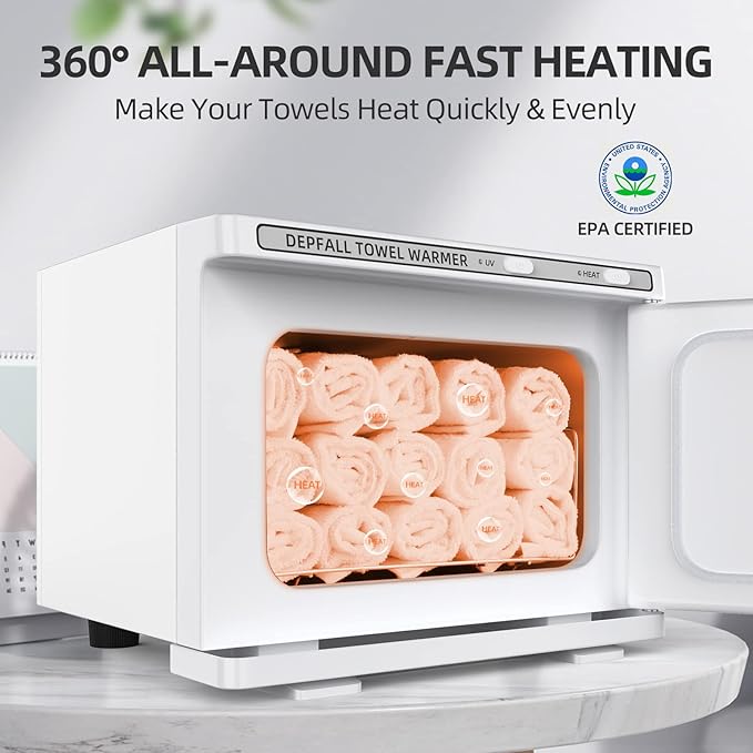 Small Hot Towel Warmer, 8L Hot Towel Cabinet 2-in-1 Personal Towel Warmers Spa for Facials, Bathroom, Barber, Salon, Esthetician, Beauty, Upgrade Fast Heating Aluminum Interior, White
