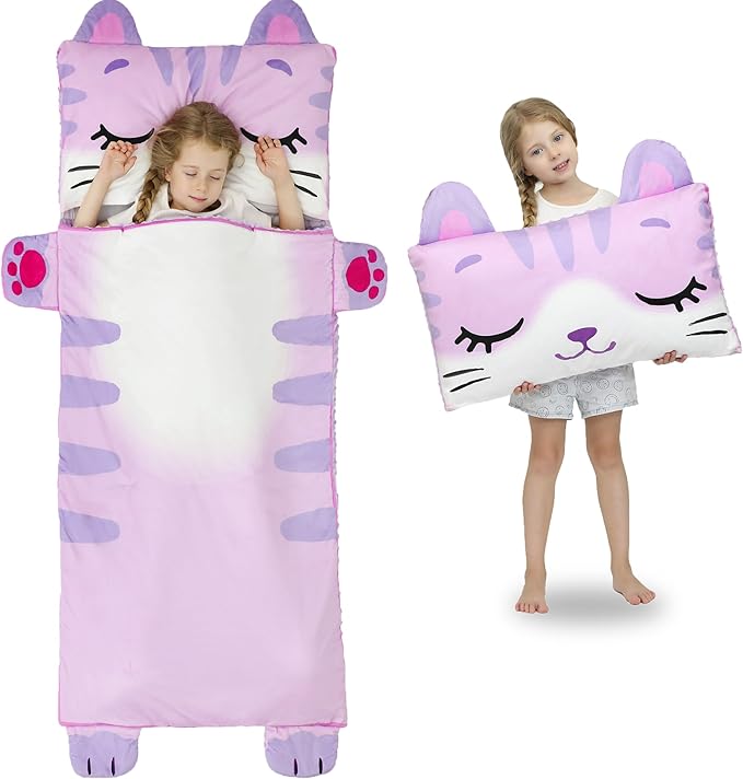Wizland Sleeping Bag for Kid-Thick Cut Flannel School Mat for Boys and Girls Kindergarten Portable Nap Mats Super Soft, Wa...