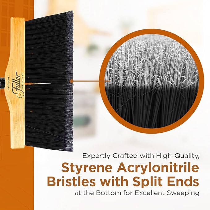 Fuller Brush 10-Inch Upright Maple Wood Broom Head – Indoor and Outdoor Cleaning Head for Hard Surfaces Including Tile, Concrete, Garage Floors, Workshops, Basements, and Commercial Spaces