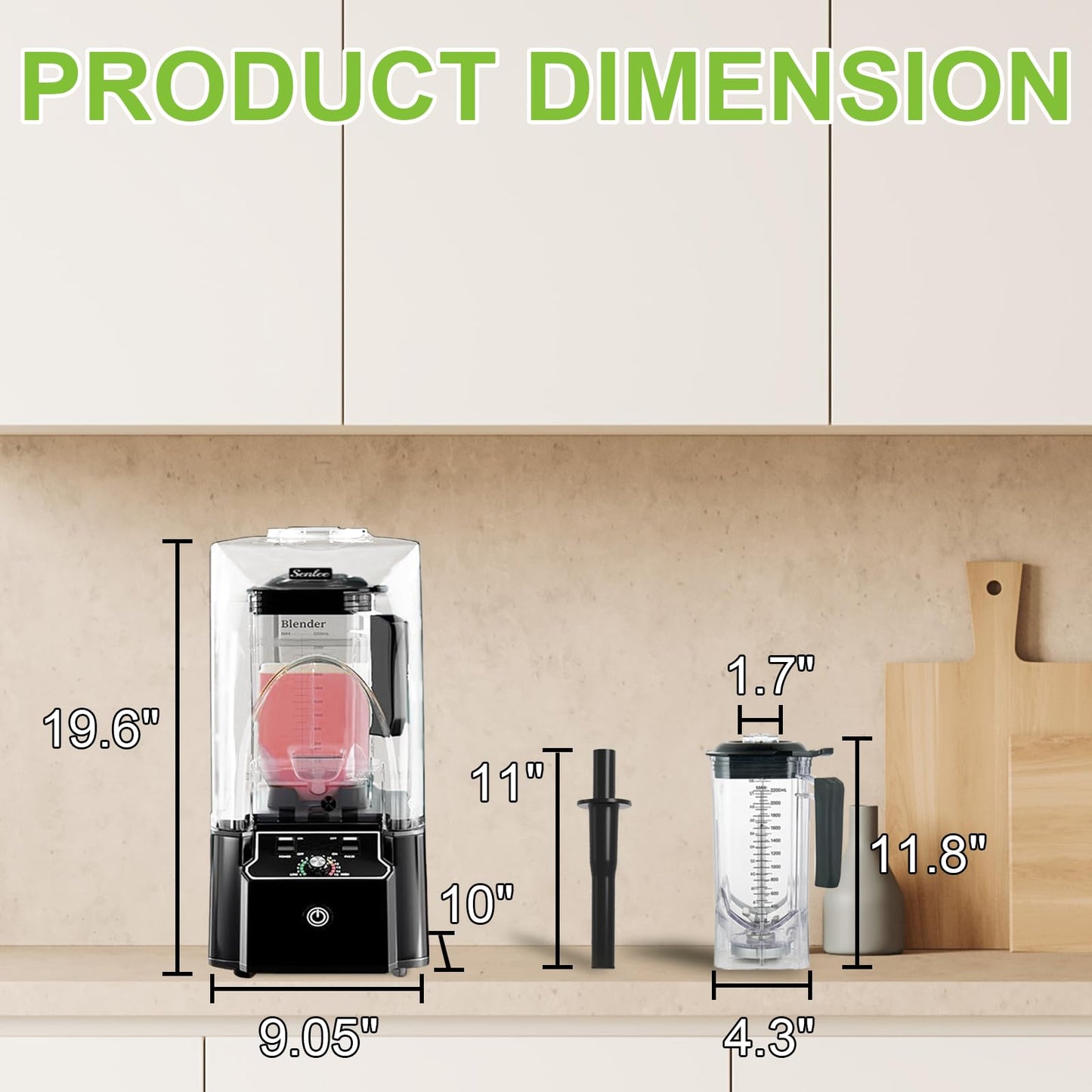 Commercial Blender for Smoothies With Quiet Shield, 2.5HP Motor, Stainless Steel Blade, 80oz Pitcher for Shakes, Smoothies, Ice Crushing, Frozen Drinks, 15 Speeds, Self-Cleaning, Black