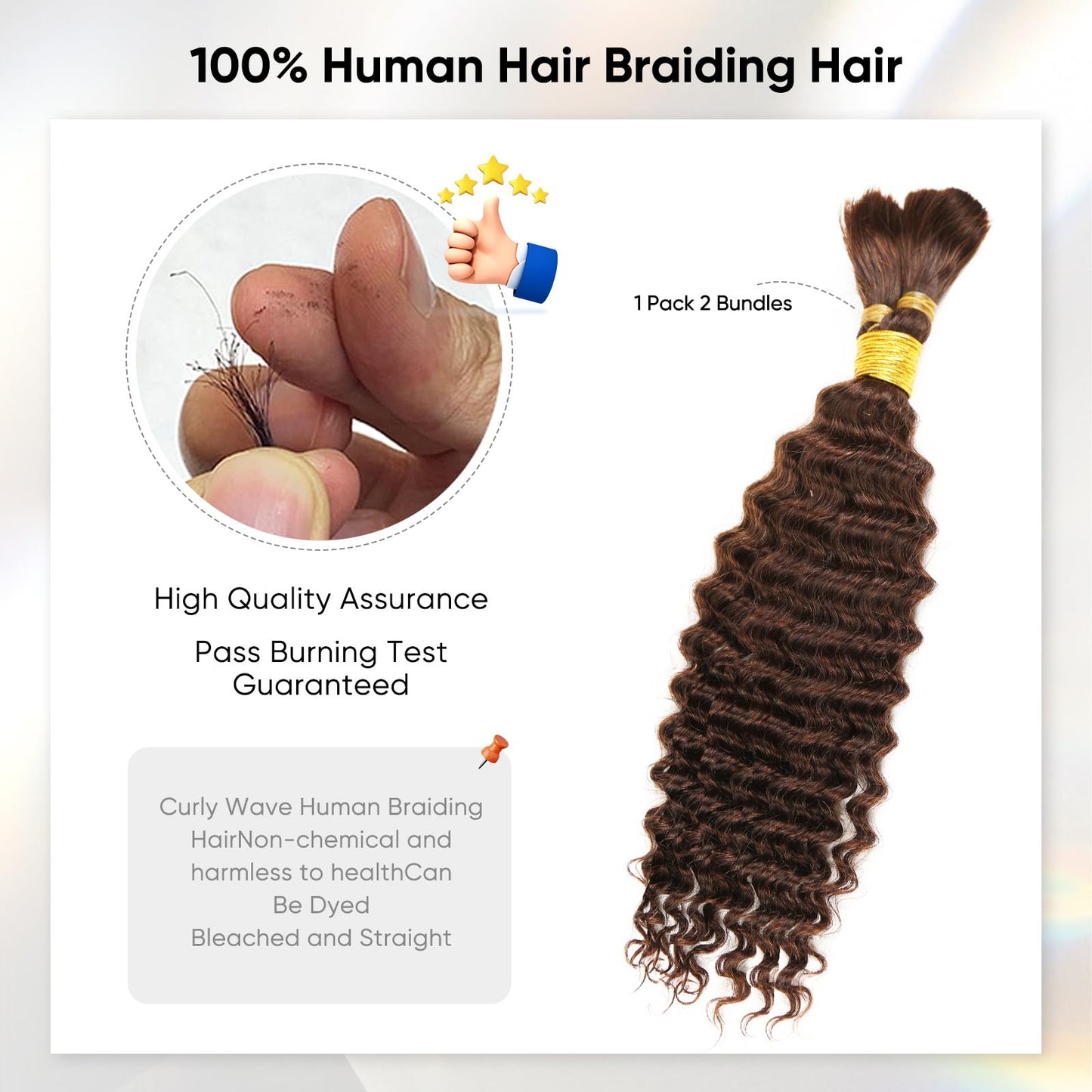 Human Braiding Hair 18 Inch 100g Chocolate Brown Deep Wave Bulk Human Hair for Braiding No Weft Curly Bundles Hair Extensions fo