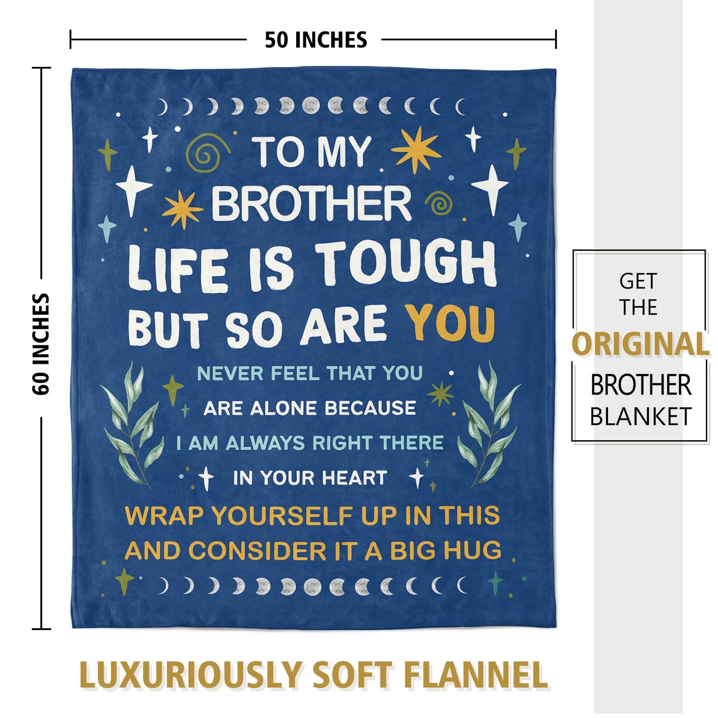 Niyewsor Brother Gifts from Sister, to My Brother Blanket, Birthday Gifts for Brothers Adult, Graduation Gift for Brothers, Soft Flannel Blanket, 60"x50"