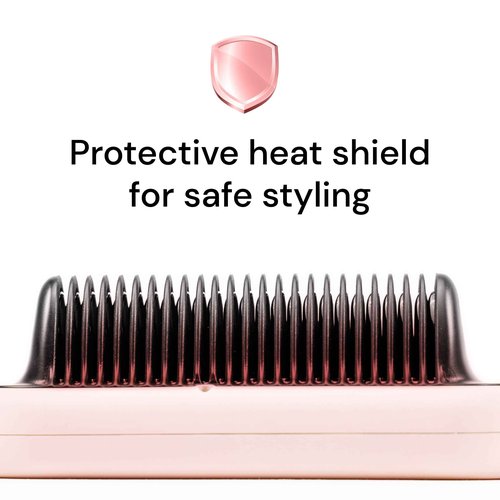 L'ANGE HAIR Smooth-It 2-in-1 Hot Comb Straightener | Digital Straightening Comb with Adjustable Heat Dial | Ionic Technology for Frizz-Free Styling | for All Hair Types (Digital Comb - Blush)