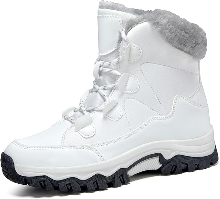 Umerigo Snow Boots Women Mid-Calf Warm Waterproof Anti-Slip Ankle Boots Winter Lace-up Booties Deep Tread Rubber Sole Faux...
