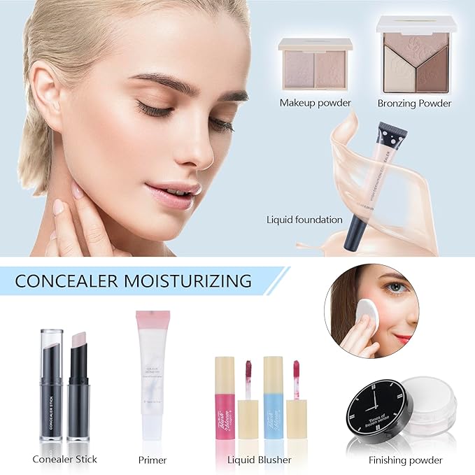 Makeup Kits For Girls Teens, Makeup Gift Set For Women with Eyeshadow Palettes, Brushes, Lip Gloss, Travel Make up Starter Kit For Beginners (C01612)