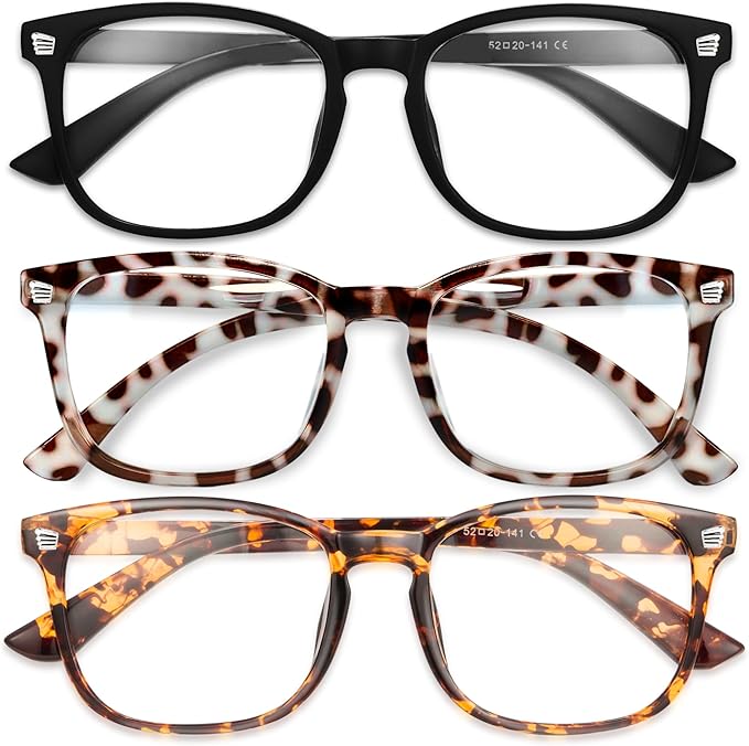 Gaoye Stylish Blue Light Glasses for Woman - Computer Glasses for Blue Light Blocking - Lightweight Frames - 3 pack