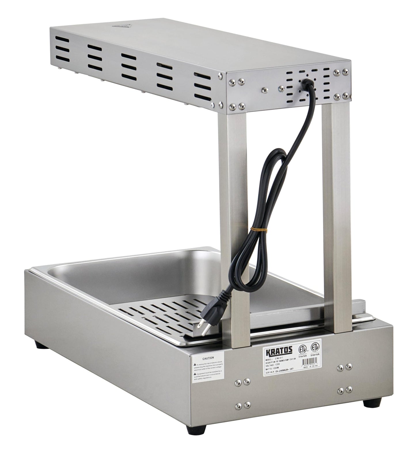 Kratos Commercial French Fry Warmer/Dump Station, Stainless Steel Electric Freestanding Countertop Food Warmer 120V, 1000W (31M-011)