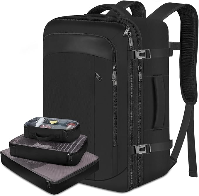 Vancropak Backpack for Men, Extra Large 50L Travel Backpack, Carry on Airplane Approved Luggage Bag with 3 Packing Cubes f...