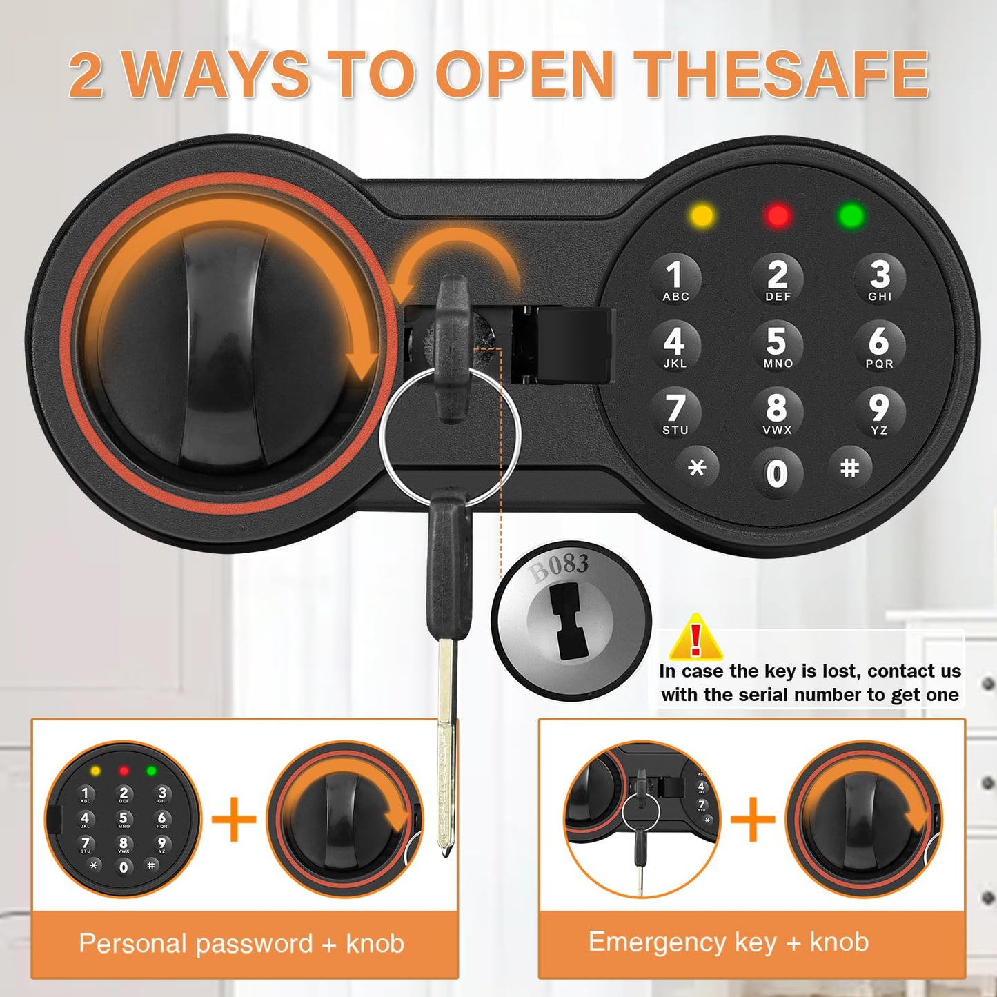[23.6" Tall] Large Safe Box with LED Light, Anti-theft Home Safes with Programmable Keypad, Spare Keys and 3 Removable Shelves, Digital Security Safes for Home Money Firearm Documents Medicines
