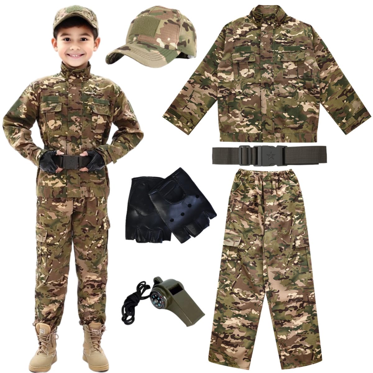 Army children's tactical suit camouflage uniform soldiers children's clothing boy army (Standard, CP camouflage, 110)