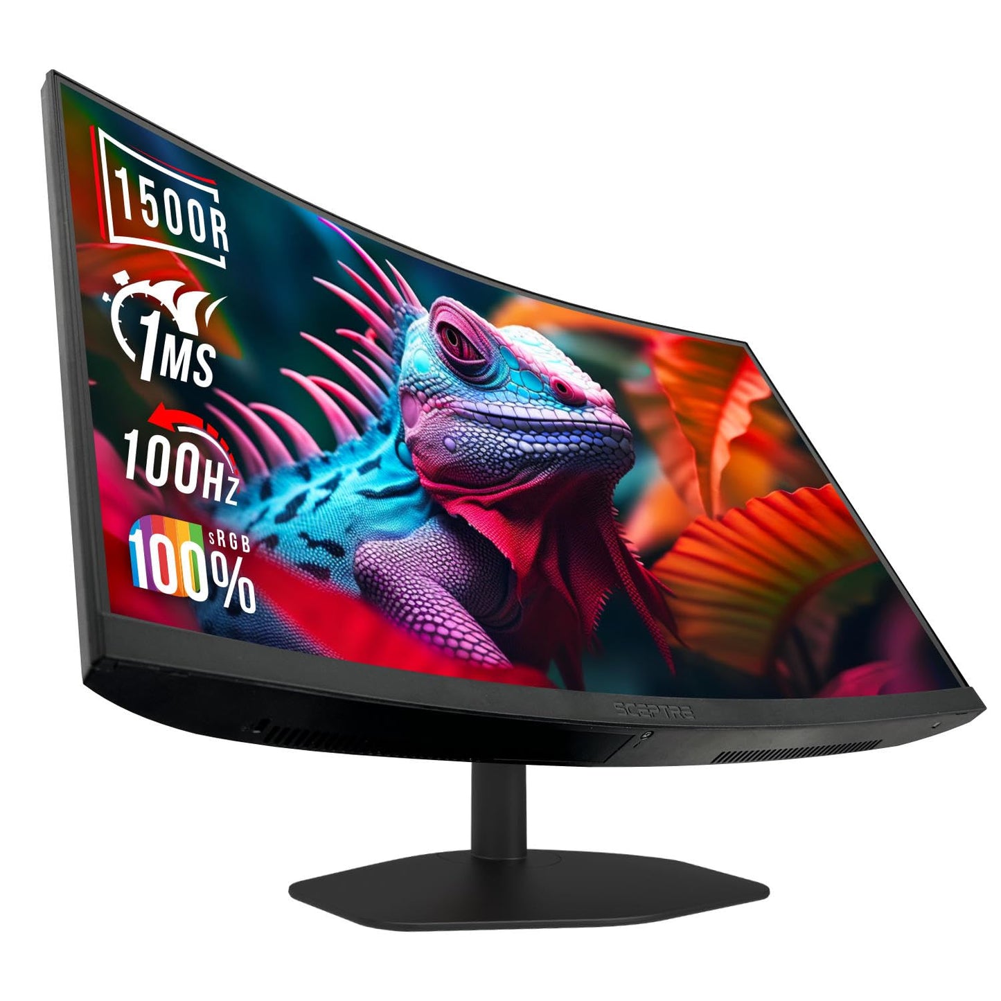 Sceptre Curved 27-inch Prime Gaming Monitor 1500R 100Hz HDMI X2 DisplayPort 1ms 100% sRGB, Build-in Speakers Machine Black 2025 (C275W-FW100T Series)