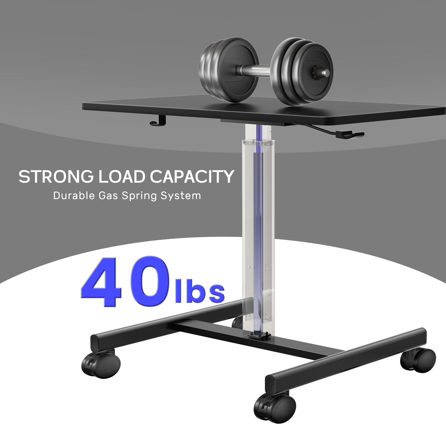 GallopFun Mobile Laptop Standing Desk Adjustable Height, Small Mobile Desk Workstation with Wheels, Portable Rolling Computer Desk Cart for Home Office Classroom (Black)