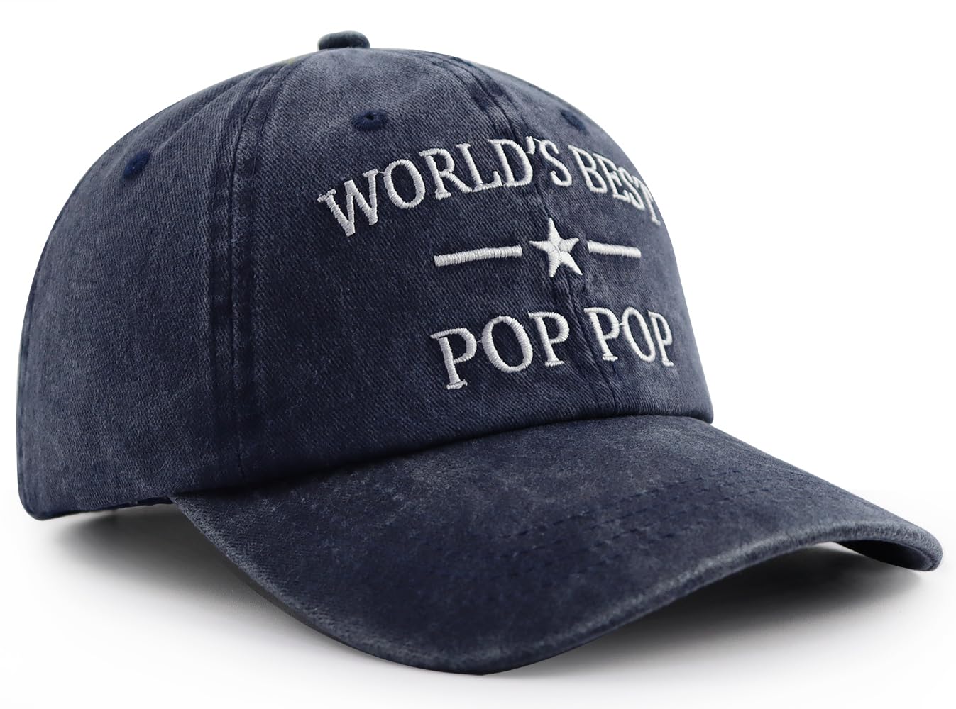 Pop Pop Gifts from Grandkids Daughter Son, World's Best Grandpa Hat, Grandfather Baseball Cap, Fathers Day Retirement Birthday Gifts for Grandpa Dad Navy