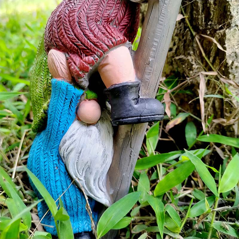 JARPSIRY Garden Gnome Statue, Funny Climbing Ladder Gnomes Figurine Resin Sculpture Outdoor Decor for Patio Yard Lawn Porch Ornaments Gift
