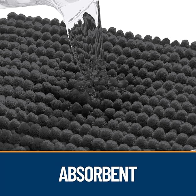 OLANLY Dog Door Mat for Muddy Paws 36x24, Ultra Absorbent Chenille Mud Doormat, Non-Slip Washable and Dirt Trapping Doormat for Indoor Entryway, Quick-Dry Indoor Pet Bed Mats for Dogs, Dark Grey